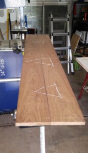 Walnut top after book-match cut